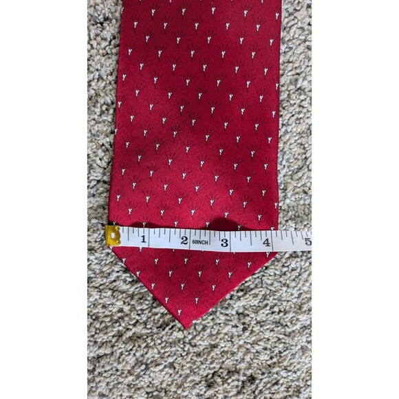 Vintage J. Garcia Rhino & Puppy Collection Eighteen 100% Silk Red/White Preppy - Picture 6 of 9